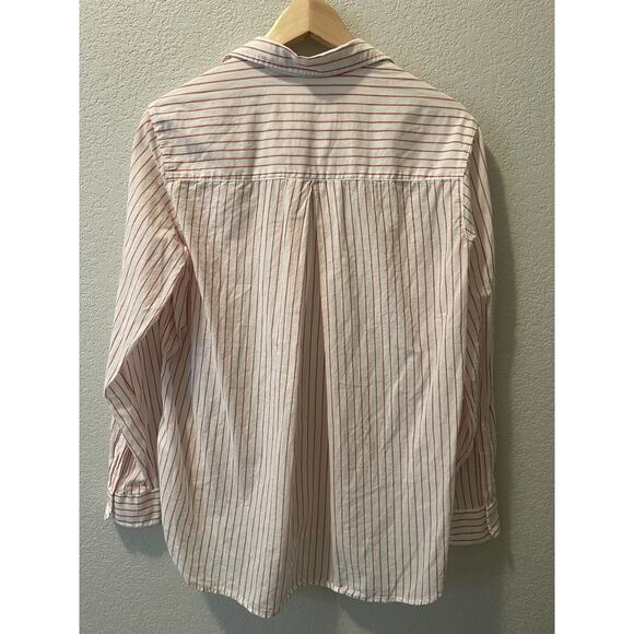 Frank & Eileen Grayson Hero Stripe Cotton Button up Shirt White Pink Sz 2 Small - Picture 2 of 10